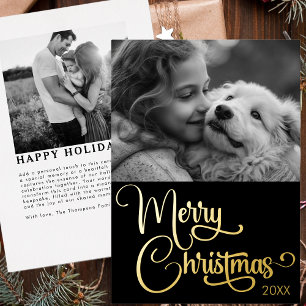 Gold Foil Merry Christmas Custom Family Picture