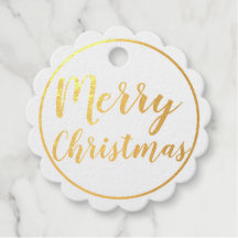Gold Foil Merry Christmas Happy New Year Gift Tag