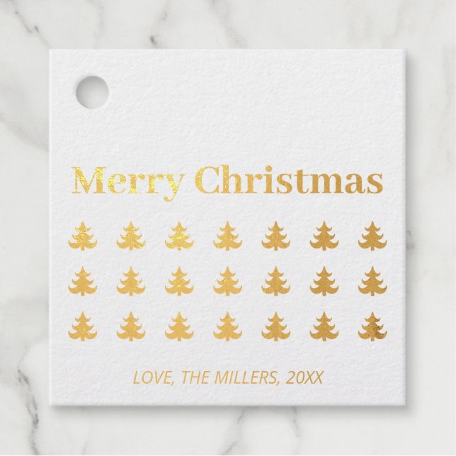 Gold Foil Merry Christmas Holiday Gift Tags (Front)