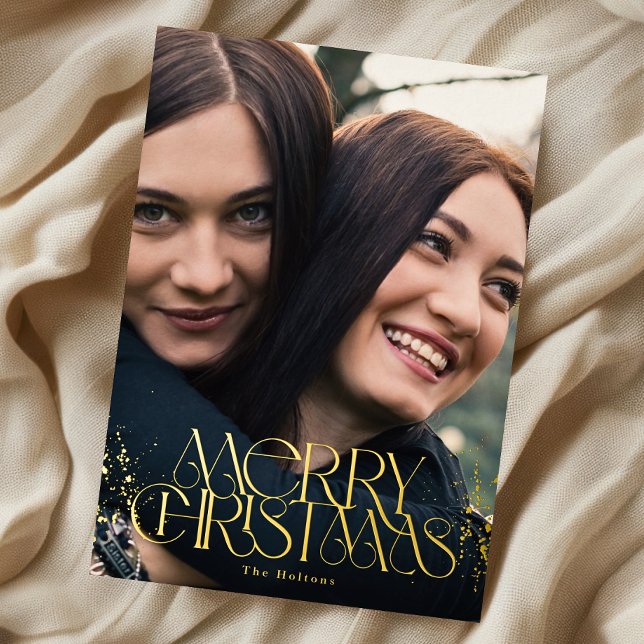 Gold Foil Merry Christmas Stylish Typography  (Creator Uploaded)