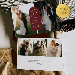 Gold Foil Merry & Married Wedding Photo Holiday