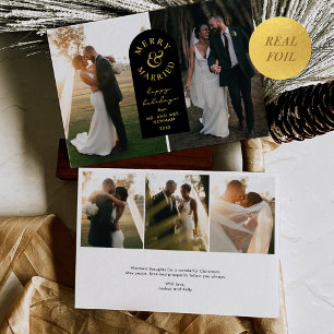 Gold Foil Merry & Married Wedding Photo Holiday 