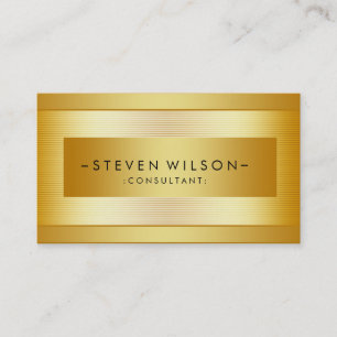 Gold Foil Metal Professional Modern Elegant Black Business Card