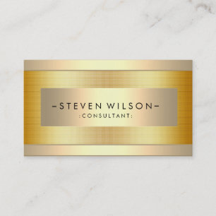 Gold Foil Metal Professional Modern Elegant Black Business Card