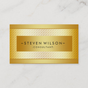 Gold Foil Metal Professional Modern Elegant Black Business Card