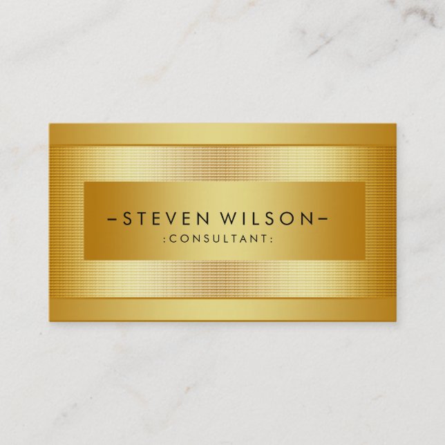 Gold Foil Metal Professional Modern Elegant Black Business Card (Front)