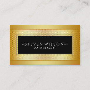 Gold Foil Metal Professional Modern Elegant Black Business Card