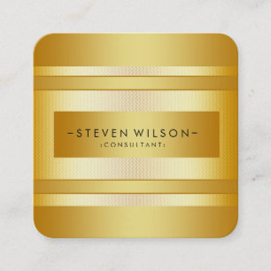 Gold Foil Metal Professional Modern Elegant Black Square Business Card