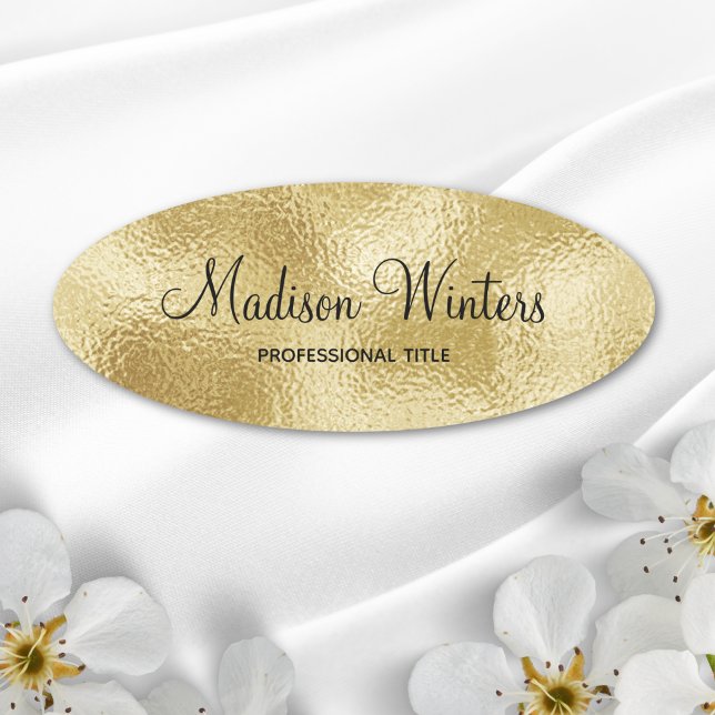 Gold foil metallic Employee Name Tag Badge (Faux Gold Foil Name Tag)