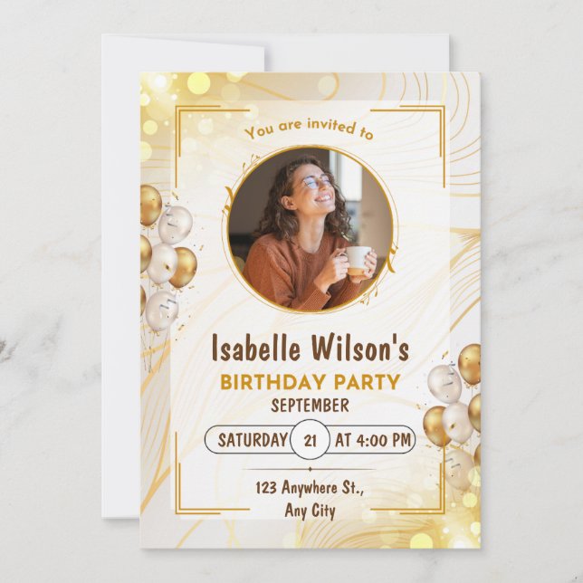 Gold Foil Milestone Birthday Invitation (Front)