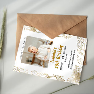 Gold Foil Milestone Birthday Invitation