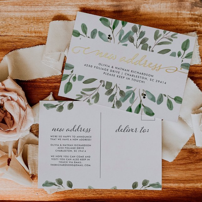 Gold Foil Minimalist Foliage | Moving Announcement (Creator Uploaded)