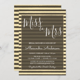 Gold Foil Miss to Mrs Bridal Shower Invitation