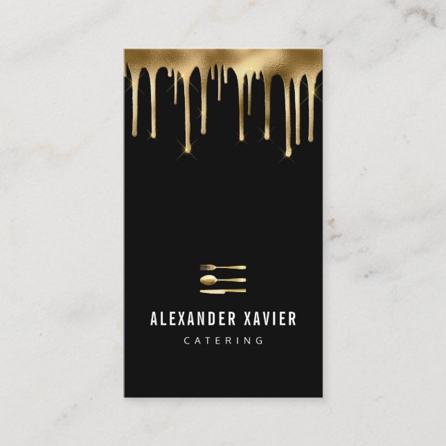 gold foil modern catering business card (Front)