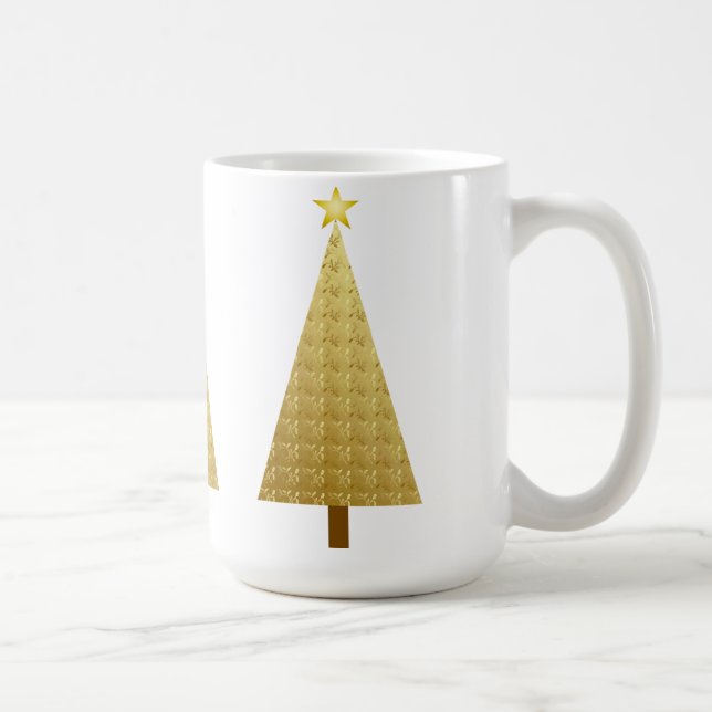 Gold foil modern Christmas tree Coffee Mug (Right)