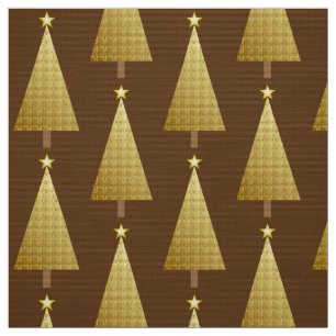 Gold foil modern Christmas tree Fabric