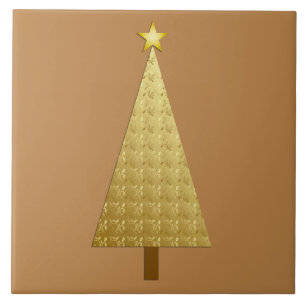 Gold foil modern Christmas tree Tile