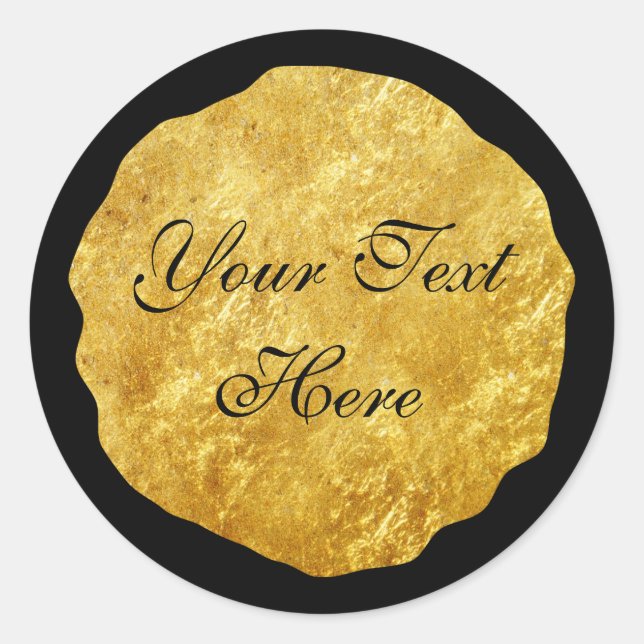 Gold Foil Modern Customisable Round Sticker (Front)