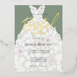 Gold Foil Modern Floral Dress Bridal Shower