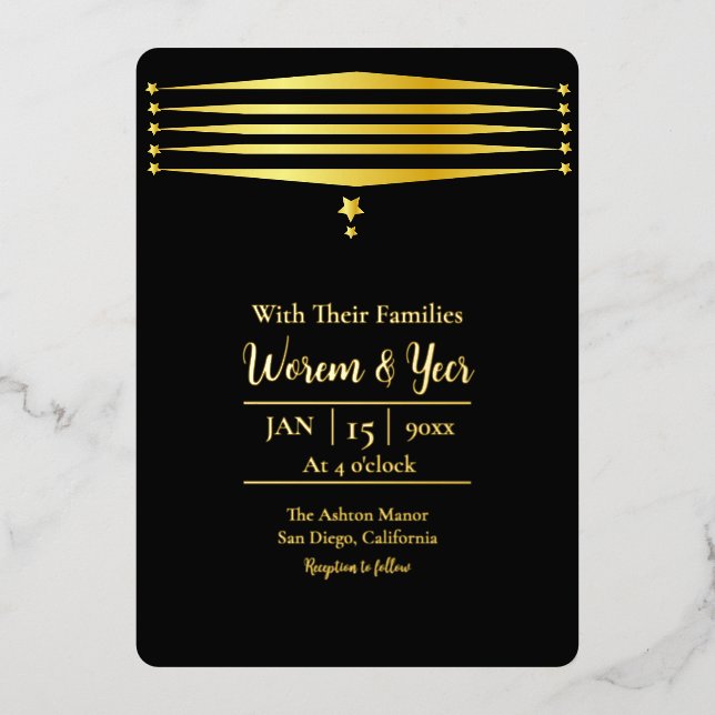 Gold Foil Modern Luxury Vector Invitation Card (Front)
