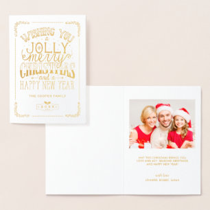 Gold Foil Modern Merry Christmas Happy New Year Card