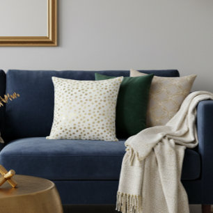 Gold Foil Modern Metallic Polka Dot Cushion