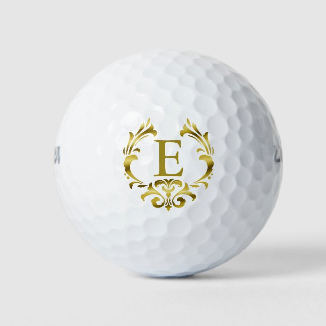 Gold Foil Monogram Emblem Golf Balls (Front)