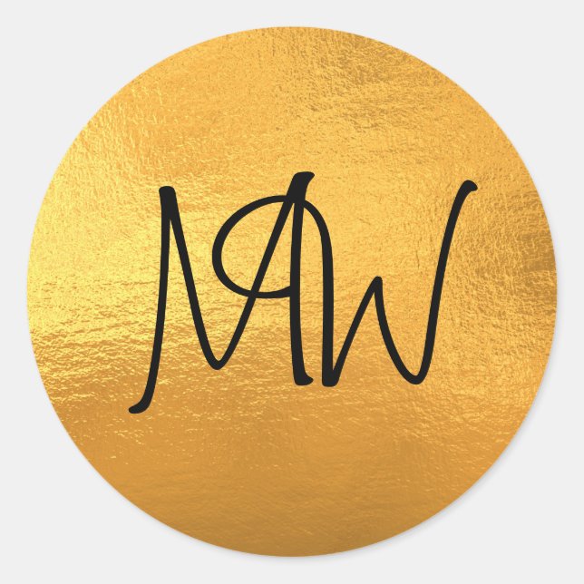Gold Foil Monogram Initials Name Envelope Seals (Front)
