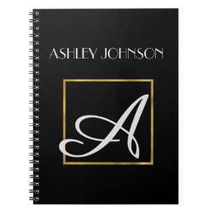 Gold Foil Monogram Notebook for School or Work