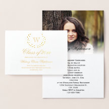 Gold Foil Monogram Photo College Graduation