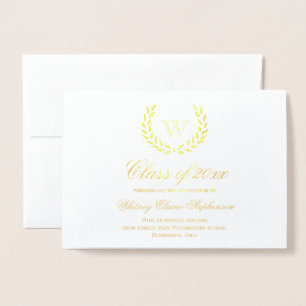 Gold Foil Monogram Photo College Graduation Foil Card