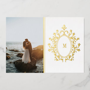 Gold Foil Monogram Photo Wedding Invitation