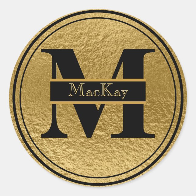 Gold Foil Monogram Scottish MacKay Sticker Seal (Front)