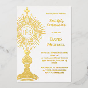 Gold foil monstrance   First Holy Communion