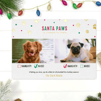 Gold Foil Naughty or Nice Two Dog Photo Card
