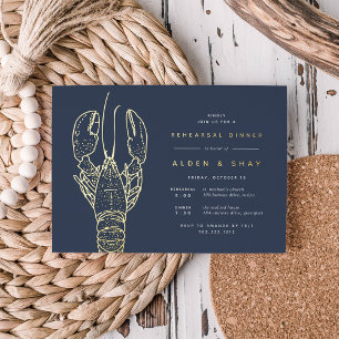 Gold Foil Nautical Lobster Rehearsal Dinner