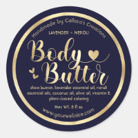 Gold Foil Navy Blue Hearts Border Shea Body Butter