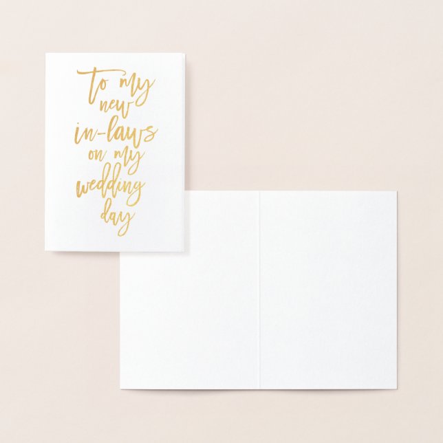 Gold Foil New In Laws Wedding Day Thank You Card (Display)