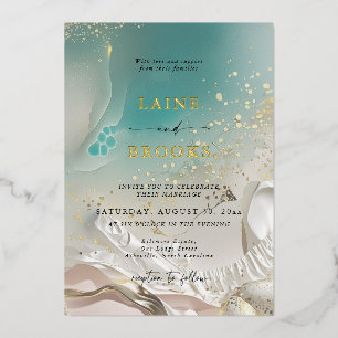 Gold Foil Ocean Tide Ethereal Shoreline Wedding