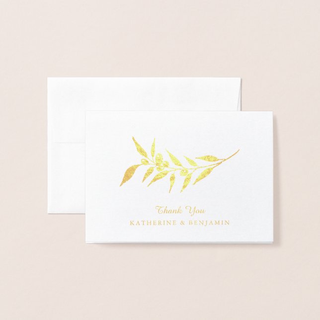 Gold Foil Olive Branch | Wedding Foil Card (Front With Envelope)