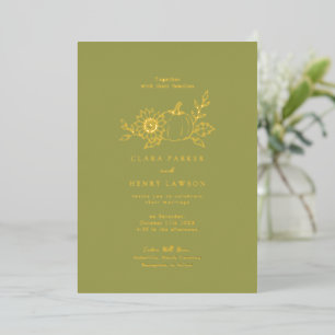 Gold Foil Olive Green Pumpkin Sunflower Photo