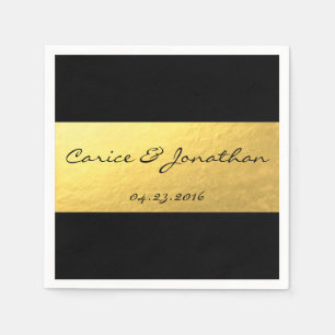 Gold foil on black luxury wedding napkin