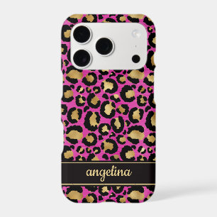 Gold Foil On Hot Pink Leopard Print Monogrammed