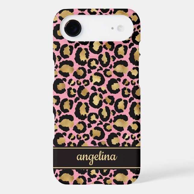 Gold Foil On Pink Leopard Print Monogrammed (Back)