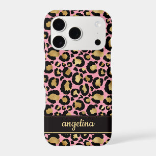 Gold Foil On Pink Leopard Print Monogrammed
