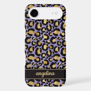 Gold Foil On Purple Leopard Print Monogrammed