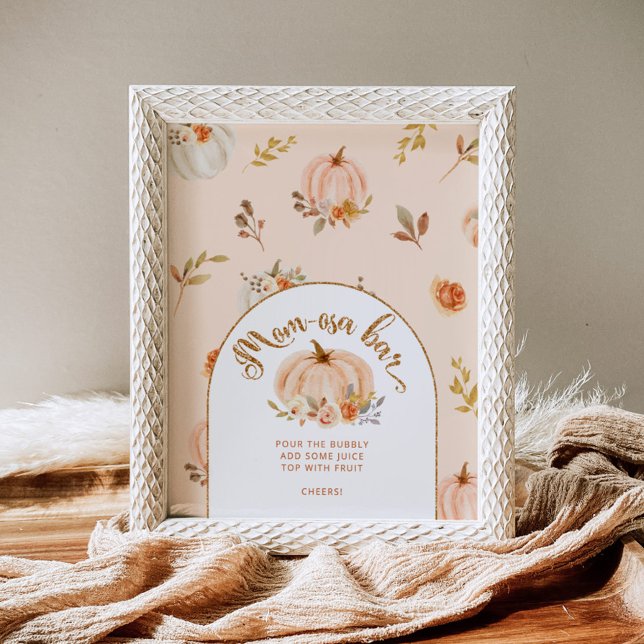 Gold foil orange pumpkin mum-osa bar  poster (Creator Uploaded)