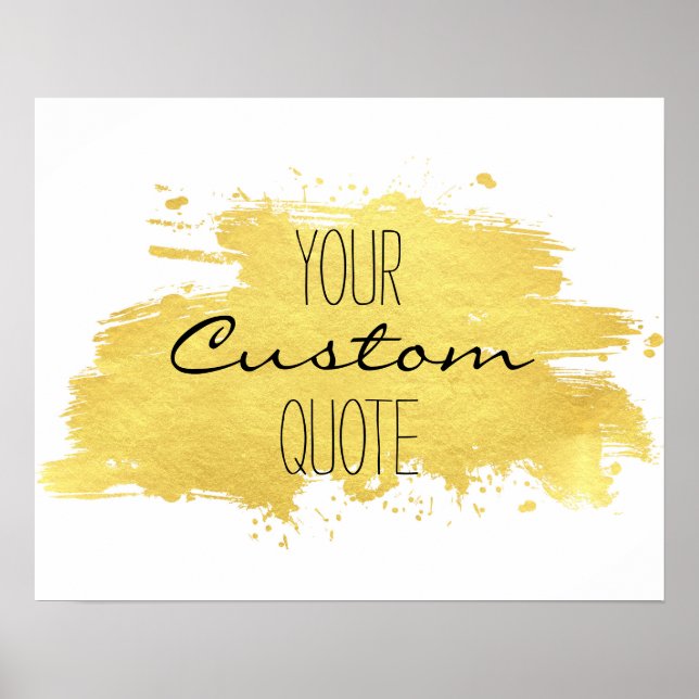 Gold foil paint stroke Personalised quote print (Front)