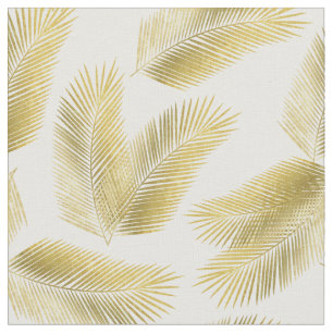 Gold Foil Palm Leaves Pattern Fabric