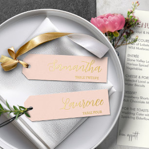 Gold Foil Peach Colour 8 Wedding Place Name Tags